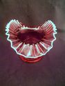 Large Vintage Fenton Cranberry Top Hat Vase with W