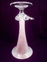 Pair Large Art Glass Trumpet Vases, Pink Spackled 