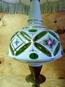 Superb White Cut to Green Vintage Lamp, Fringed Ma