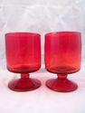 Set of 4 Large Ruby Red Footed Glass Goblets, Wate