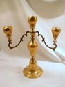 Pair of Vintage Brass 3-Candle Candlesticks, Candl