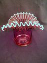 Large Vintage Fenton Cranberry Top Hat Vase with W