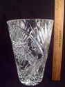 Large Cut Crystal Vase, Fan, Puntys Pattern, 20th 