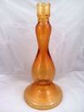 Pair of Tall Blenko Amber Crackle Glass Candlestic