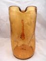 Large Amber Blenko Crackle Glass Pitcher, 10" Heig