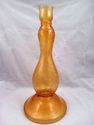 Pair of Tall Blenko Amber Crackle Glass Candlestic