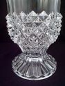 Large Footed Crystal Vase, Diamond Pattern, Ribbed