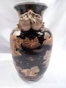 Chinese Porcelain Vase, Black, Gold, with Stand an