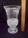 Large Footed Crystal Vase, Diamond Pattern, Ribbed