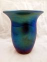 Blue Aurene Iridescent Studio Art Glass Vase, Mark