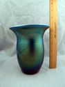 Blue Aurene Iridescent Studio Art Glass Vase, Mark