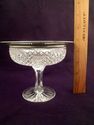 Rare Cut Crystal Compote with Sterling Silver Rim,