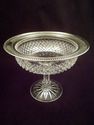 Rare Cut Crystal Compote with Sterling Silver Rim,