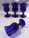 Collection of 7 Cobalt Blue Swirled Pattern Goblet