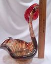 Art Glass Bowl, Rooster Form, Browns, Reds, Excell