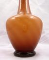 Art Glass Vase, White Encased in Amber Swirl, Dark