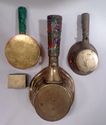 4 Chinese Items: Silk Irons, Trinket Box, Brass, C