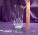 Glass Highball Set with Etched Ducks; Pitcher, 5 G