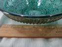 Carnival Glass Bowl, Green Cross Hatch, Button, Da