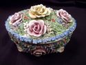 German Dresser Box, Porcelain, Elaborate Applied F