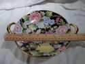 Handled Footed Bowl, Floral, Nippon, Gilded, Black