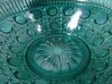 Carnival Glass Bowl, Green Cross Hatch, Button, Da