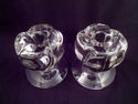 Pair of Heavy Crystal Candle-holders, Footed, Swir