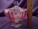 Antique Victorian Cranberry Glass Compote, Footed,