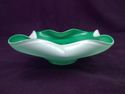 Vintage Art Glass Bowl or Ashtray, Green, White, C