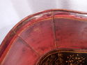 Chinese Red Lacquer Hexagonal Elegant Wooden Bowl,