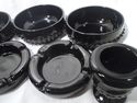 Set of Seven Pieces Manly Black Glass, 3 Bowls, Pa