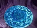 Large Ice Blue Platter, Elegant Glass, Floral, Sta