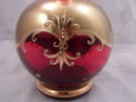 Large Bohemian Hand-Made Cranberry Art Glass Vase,