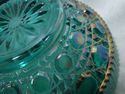 Carnival Glass Bowl, Green Cross Hatch, Button, Da