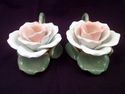 Pair of Ceramic Rose Petal Candleholders, Finger H