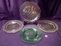 Collection of Four Depression Glass Plates, Green 