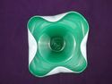 Vintage Art Glass Bowl or Ashtray, Green, White, C