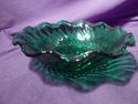 Set of Two Forest Green Depression Glass Bowls