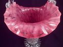 Art Glass Footed Basket, Cranberry, Milk Glass, Cl