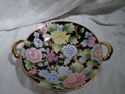 Handled Footed Bowl, Floral, Nippon, Gilded, Black