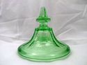 Vintage Vaseline Glass Covered Footed Compote, Dep