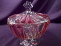 Antique Victorian Cranberry Glass Compote, Footed,