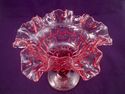 Early Vintage Fenton Cranberry Compote, Coin Dot, 