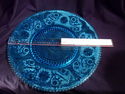 Large Ice Blue Platter, Elegant Glass, Floral, Sta