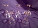 Set of Five Pink Wine Glasses & Cordials, Tiffin, 