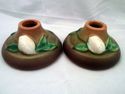 Marked Pair of Roseville Gardenia Candle-Holders, 