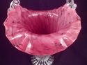 Art Glass Footed Basket, Cranberry, Milk Glass, Cl