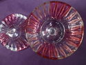 Antique Victorian Cranberry Glass Compote, Footed,