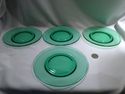 Set of Four Vaseline Depression Glass Bread and Bu