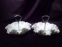  Matched Pair Fenton Ruffled Hobnailed Milk Glass,